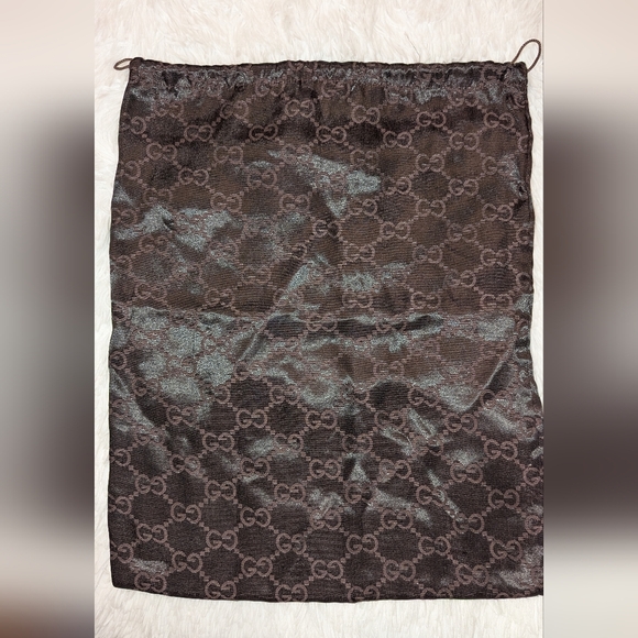 Gucci Satin GG Drawstring Dust Storage Bag Brown 15 1/2” X 12" EUC - Picture 1 of 6